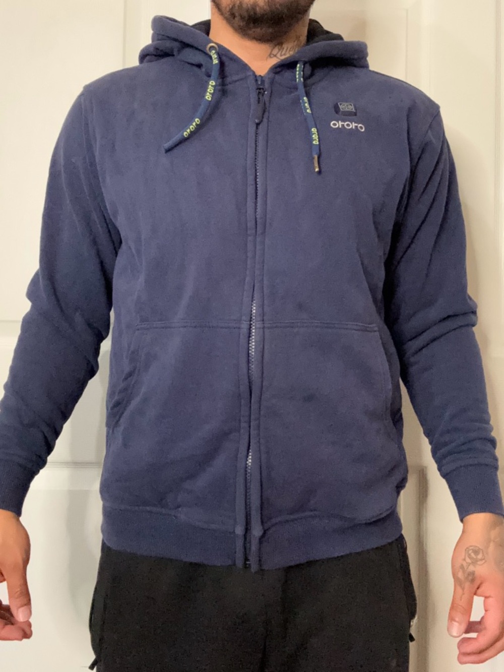 Ororo Men’s Navy Full-Zip Hooded Sweater